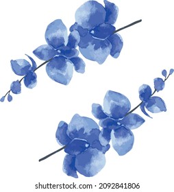 Blue Water Color flowers design