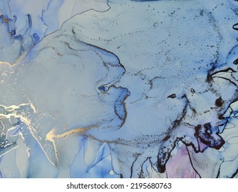 Mármol de color de agua azul. Plantilla de resumen de vectores. Fondo de la tinta metálica de alcohol. Glitter vector de Geode. Fondo De Mármol Oro. Mármol de tinta de alcohol de lujo. Acuarela Oro Oriental. Pintura rosa de arte.