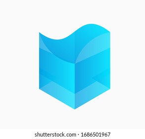 Blue water cube. Vector design template.