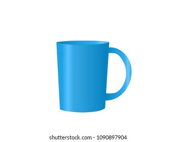 Blue Water Cup - Cartoon Vector Image