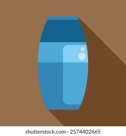 Blue water dispenser standing on brown background, flat style