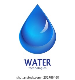 Blue Water drop abstract vector logo design template. Waterdrop creative shape such as logotype.