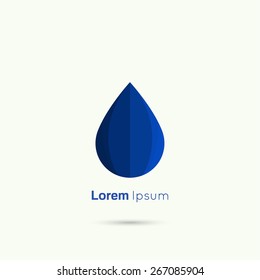 Blue Water drop abstract vector logo design template. 