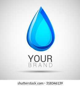 Blue Water drop abstract vector logo design template. Waterdrop creative shape such as logotype. Liquid Droplet concept symbol.
