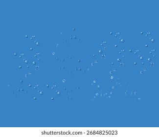 Fondo de gota de agua azul: gotas realistas frescas, gotas de agua realistas en azul: refrescante efecto de salpicadura limpia