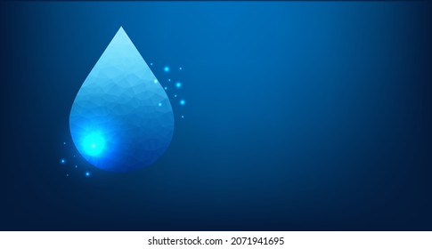 Blue Water Drop And Blue Background With Gradient Mesh, Vector Illustration