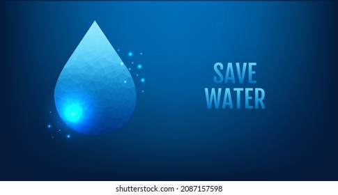 Blue Water Drop And Blue Background With Gradient Mesh, Vector Illustration