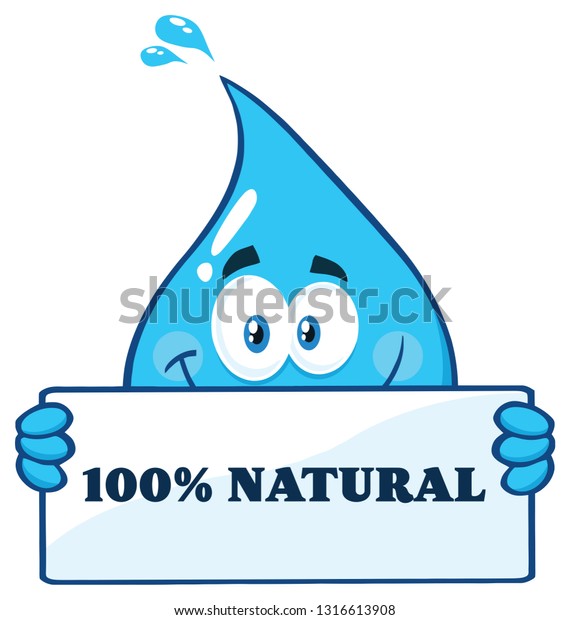 Blue Water Drop Cartoon Character Holding Stock Vector Royalty Free