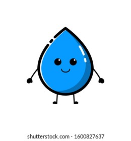 Blue Water Drop Characters Cute Facial Stock Vector (Royalty Free ...