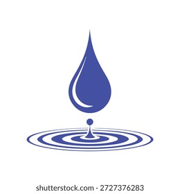 gota de água azul criando ondulações em um estilo gráfico minimalista
