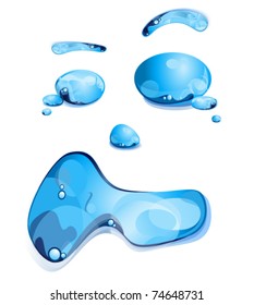 blue water drop drawing a screaming frightened face: vector file