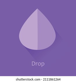 Blue water drop flat icon. Nature symbol in minimalist style.