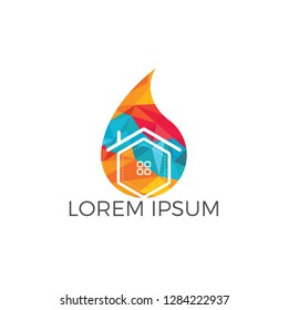 Blue water drop home logo design. Modern cleaning service logo design idea.