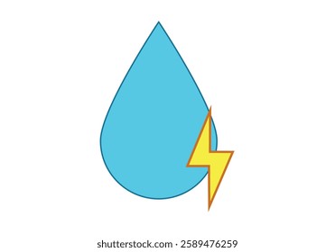 Blue water drop with hydroelectric power ray