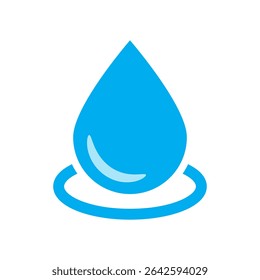 Blue water drop icon. Drop icon in flat style.