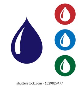 Blue Water drop icon isolated on white background. Set color icon in circle buttons. Vector Illustration