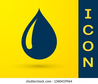 Blue Water drop icon isolated on yellow background. Vector Illustration