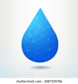 Blue Water Drop Icon Isolated With Gradient Mesh, Vector Illustration.