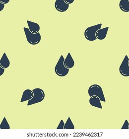 Blue Water drop icon isolated seamless pattern on yellow background.  Vector