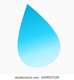Blue water drop. Icon isolated on white background. Realistic 3d design. 