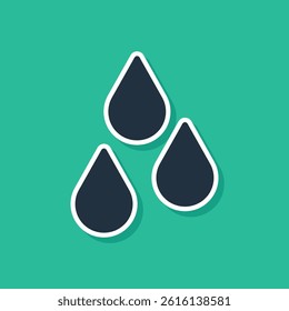 Blue Water drop icon isolated on green background.  Vector
