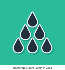 Icono azul de la gota del agua aislado en fondo verde.  Vector
