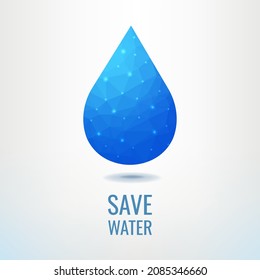 Blue Water Drop Icon Poster With Gradient Mesh, Vector Illustration