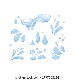 Blue water drop icon set. Vector collection of flat drops