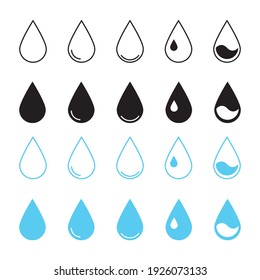 Blue Water Drop Icon Set