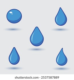 Conjunto de iconos de gota de agua azul para cualquier diseño