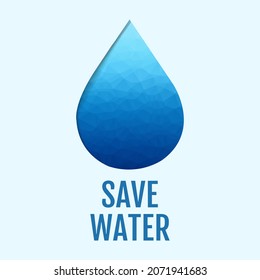 Blue Water Drop Icon With Text With Gradient Mesh, Vector Illustration