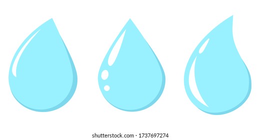 Blue water drop icon. Vector image of raindrop. Set of logos droplets. Stock template.