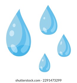 Icono de caída de agua azul. Colección vectorial de gotas planas.