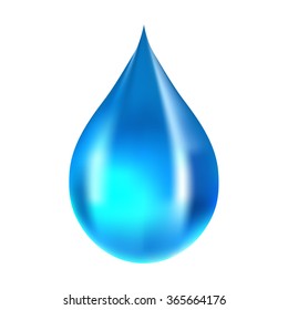 Blue water drop isolated on white background