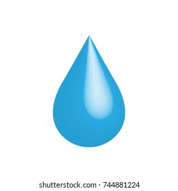 Blue water drop isolated on white background. 3D glossy vector object.