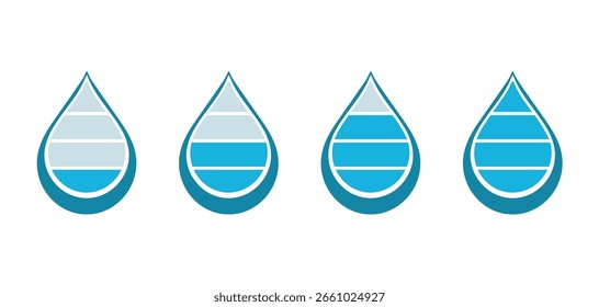 Blue water drop level icon isolated vector symbol