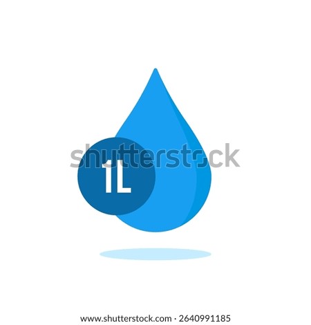 blue water drop like 1 litre volume icon. simple flat style trend modern abstract droplet logotype graphic design web element isolated on white. concept of volume of liquid for water delivery