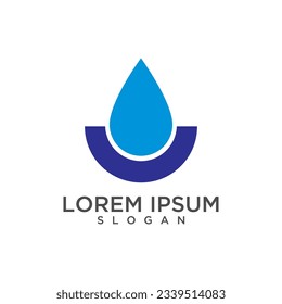 Blue water drop logo design template illustration.