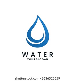 Blue water drop logo design with modern swoosh