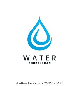 Blue water drop logo with swoosh element