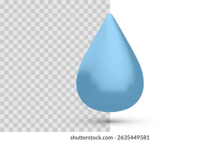 Queda De Água Azul Em Estilo 3D Minimalista. Ilustração De Vetor Representando Frescura, Natureza, Hidratação, Símbolo Líquido, Pureza Ou Conceito Ecológico Para Design De Interface Do Usuário, Aplicativo Ou Web.