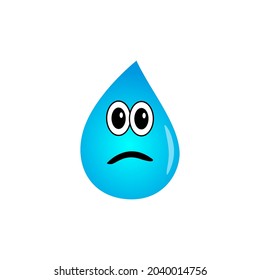 blue water drop moody emoticon on white background