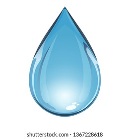 Blue Water Drop on White Background. Vector Illustration.