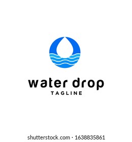 blue water drop and river concept logo vector
