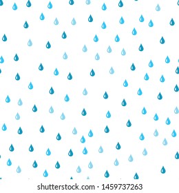 Blue water drop seamless pattern. Vector background. Seamless rain drops pattern background