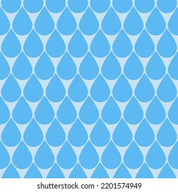 Blue water drop seamless pattern, large drop rain flat background for textile decoration and wrapping paper design