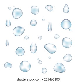 Blue Water Drop Set With Gradient Mesh, Vector Illustration
