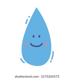 Caída de agua azul con cara sonriente como Ilustración del vector líquido puro H2O