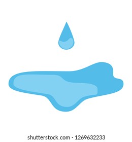 Blue water drop and water spill. Isolated Water drop vector. Water drop isolated on white background.