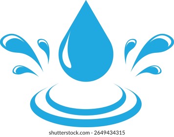 Mancha de gota de água azul, ícone de hidratação de pureza